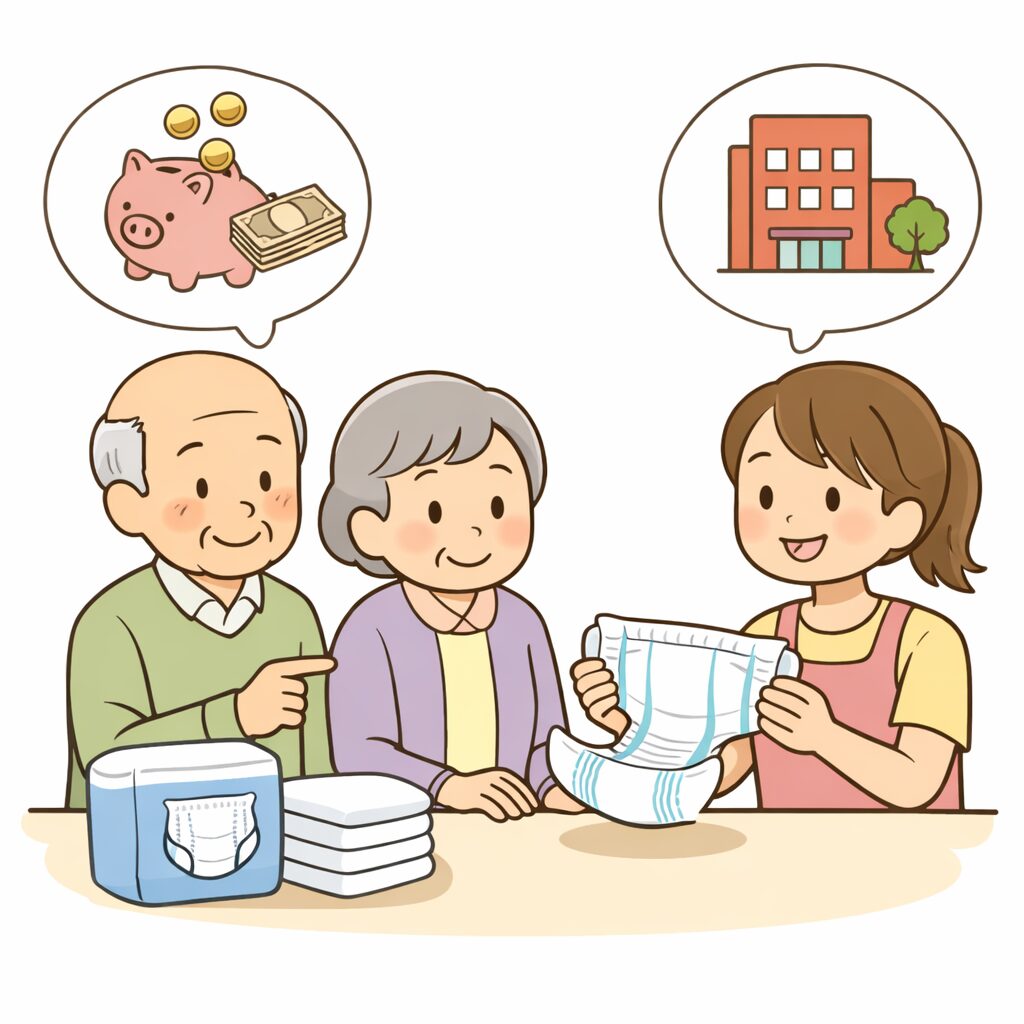 介護と大人用おむつについて相談している