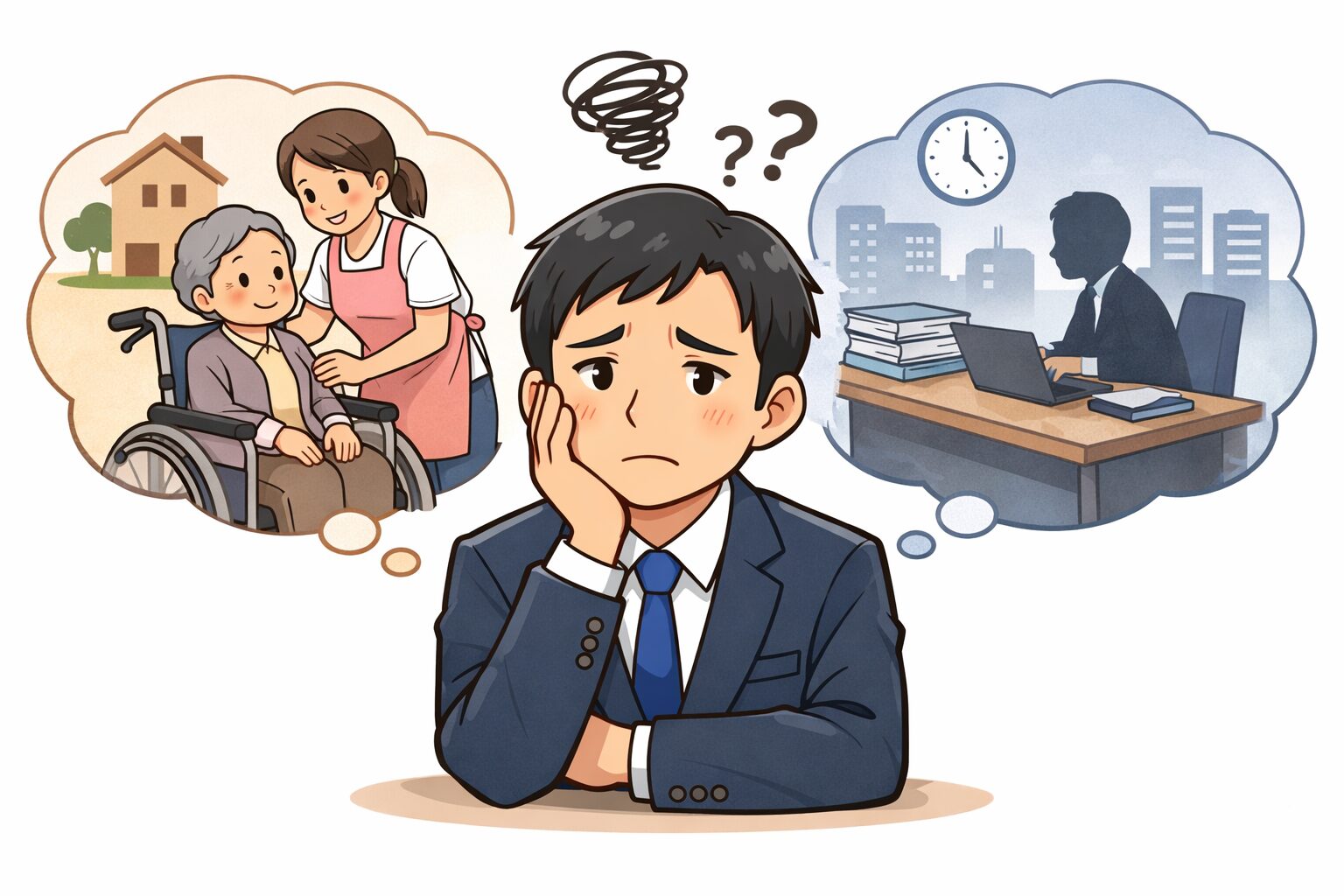 ビジネスマンの悩みと選択