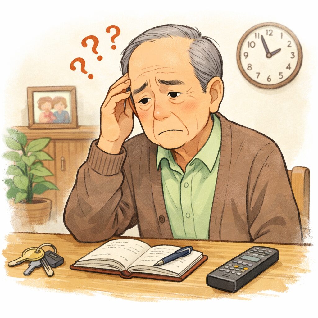 鍵を探すおじいさんイラスト