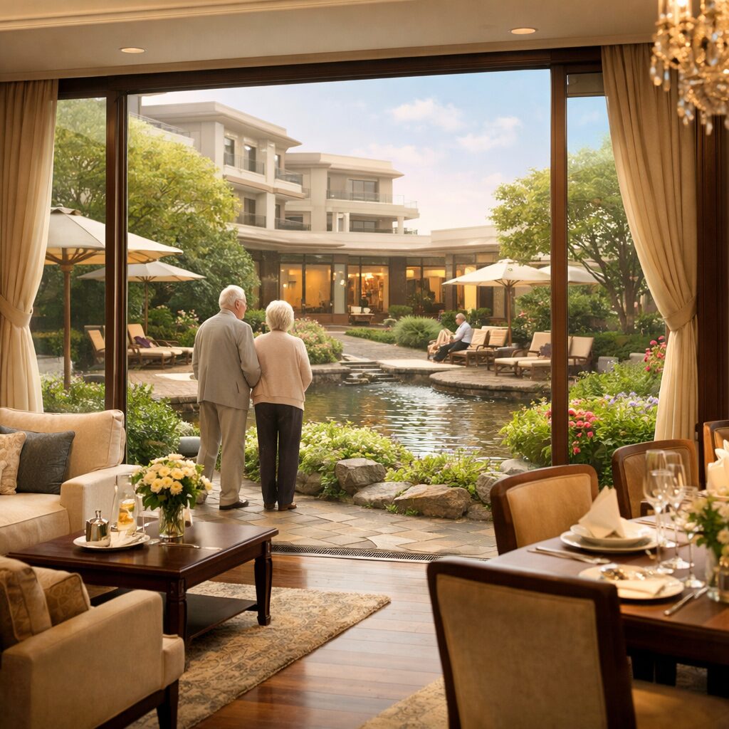 優雅なリタイアメントハウスと庭