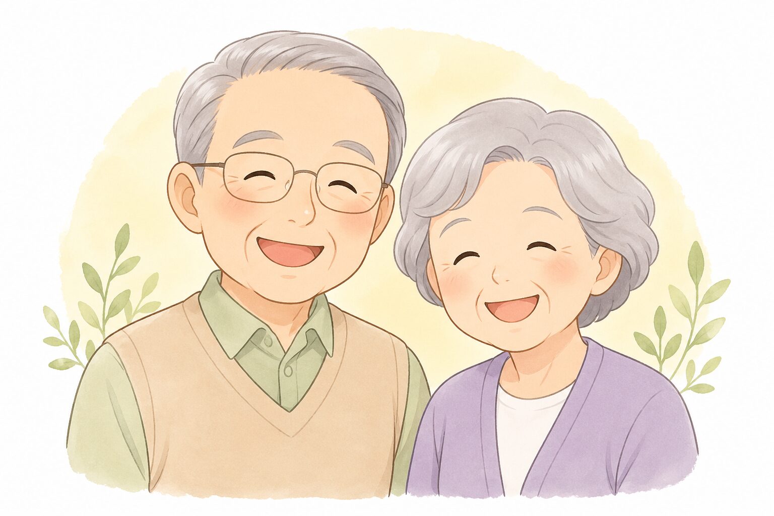 温かな笑顔の年配夫婦