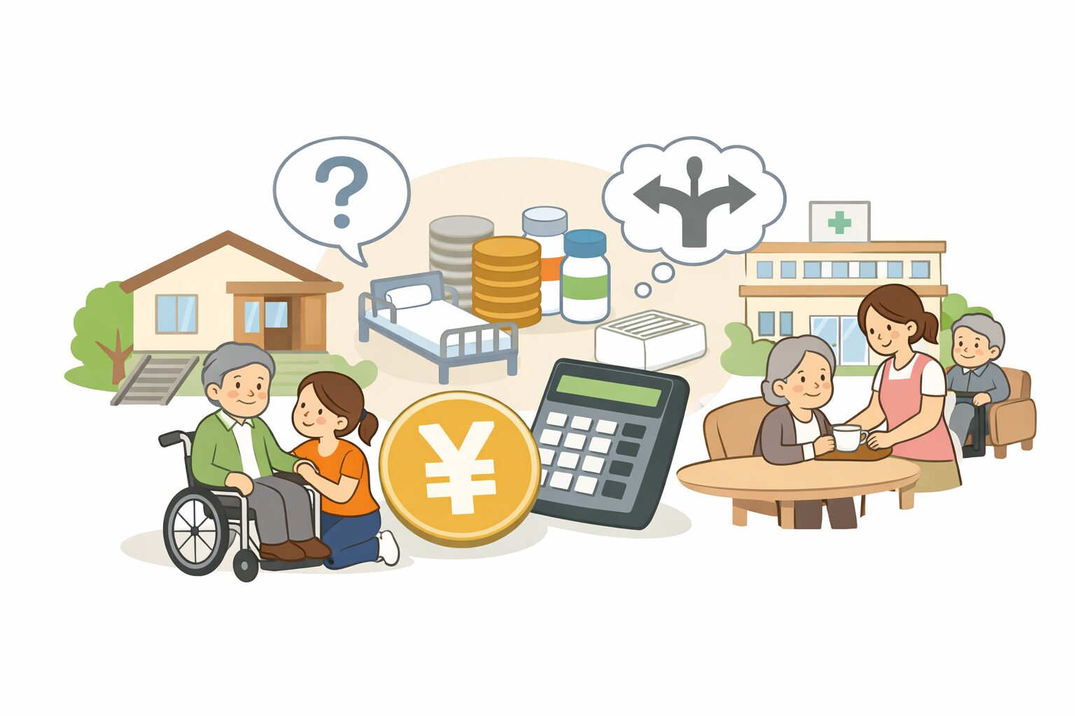 年金と介護費用の関係を表したイメージ