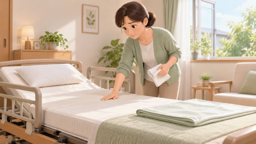 介護用ベッドやマットレスの尿臭対策で悩む女性